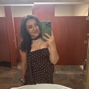 Brown Polka Dot Strapless dress